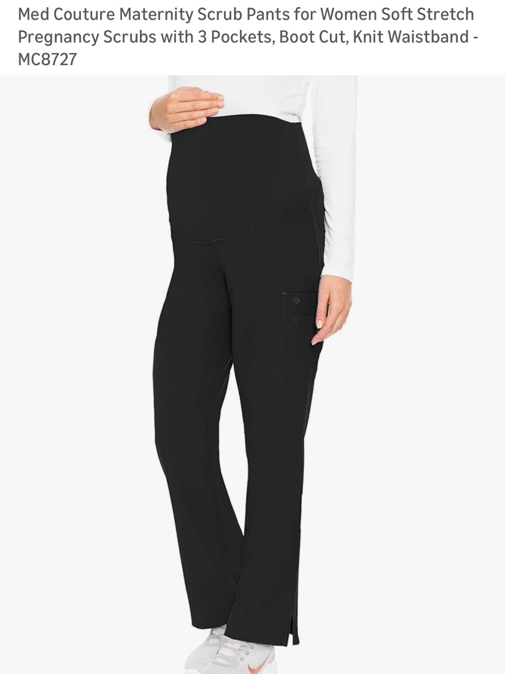 Med Couture Black Maternity Boot Cut Scrub Pants